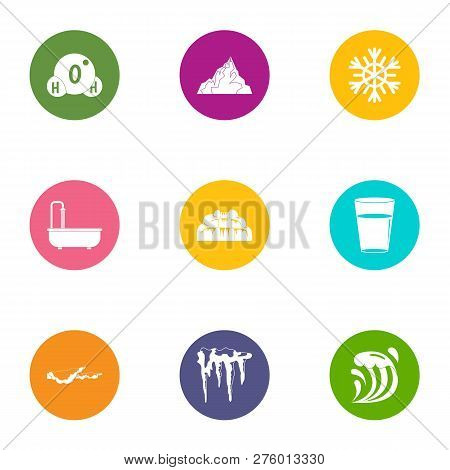 Variety Of Water Icons Set. Flat Set Of 9 Variety Of Water Icons For Web Isolated On White Backgroun