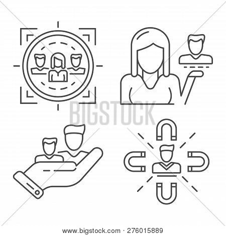 Customer Retention Icon Set. Outline Set Of Customer Retention Icons For Web Design Isolated On Whit