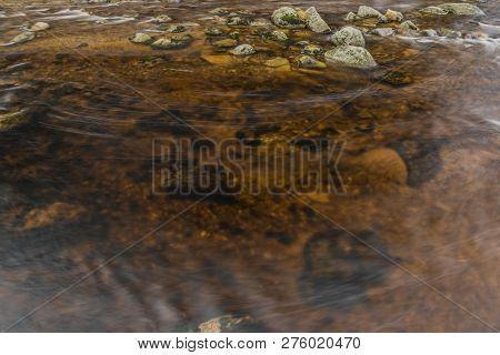 Roklansky Creek Near Modrava Village In National Park Sumava In Winter Day