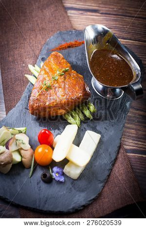 Molecular Triangle Beef In A Dark Dish