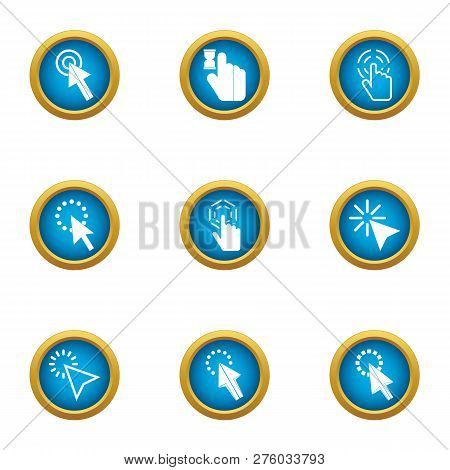 Internet Pressing Icons Set. Flat Set Of 9 Internet Pressing Icons For Web Isolated On White Backgro