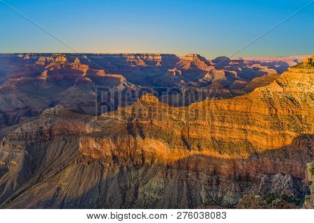 Grand Canyon At Mathers Point In Sunset Light