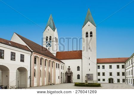 Famous Old Spires Freising Cathedral, Bavaria, Germany