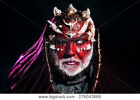 Man Predict The Future. Halloween Man With Spooky Devil Makeup. Predict The Future. What Was - I Kno