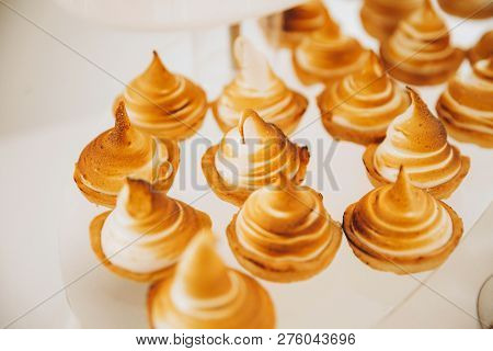 Assortment Of Pieces Of Cake On Messy Table, Copy Space. Several Slices Of Delicious Desserts, Resta