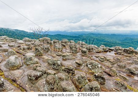 Beautiful Nature Landscape Of Green Forests On Lan Hin Pum Viewpoint With Strange Stone Shapes Cause