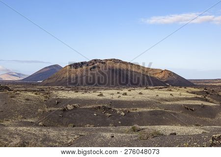 Volcano In Timanfaya National Park In Lanzarote, Spain