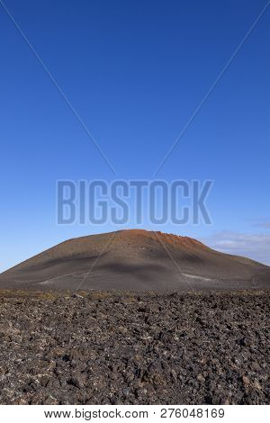 Volcano In Timanfaya National Park In Lanzarote, Spain