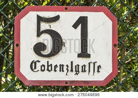 House Numer Sign And Street Name Coblenzlgasse In Vienna, Grinzing