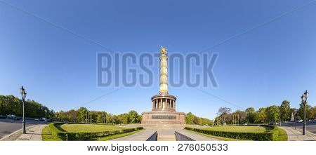 Siegessaule Victory Column In Berlin Germany Under Blue Sky
