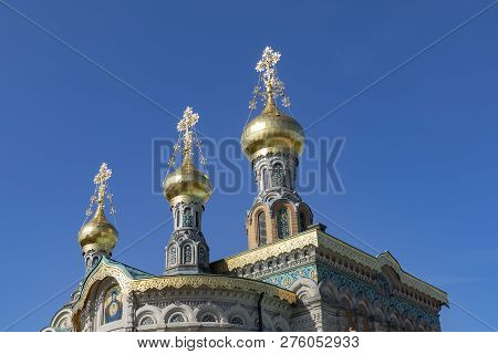 Historic Russian Chapel In Darmstadt, Hesse, Germany