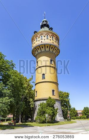 The Wilhelminian Water Tower, 1906, Height 50 M, On The Left A Blooming Horse Chestnut