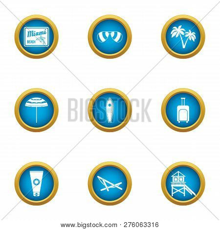 Beach Superintendence Icons Set. Flat Set Of 9 Beach Superintendence Icons For Web Isolated On White