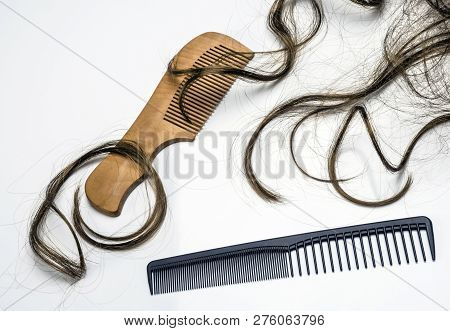 Several Combs Along With Tufts Of Hair, Conceptual Image