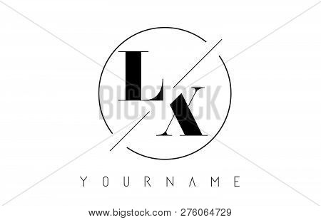 Lx Letter Logo With Cutted And Intersected Design And Round Frame Vector Illustration