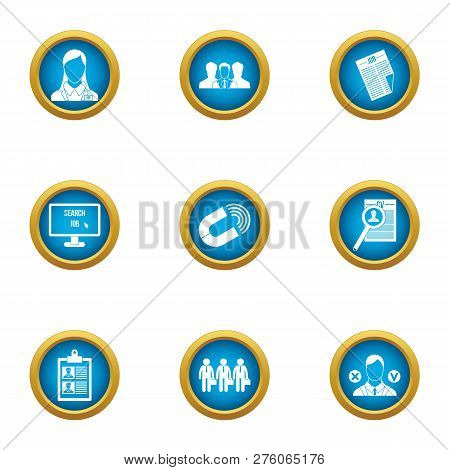 Head Hunter Icons Set. Flat Set Of 9 Head Hunter Icons For Web Isolated On White Background