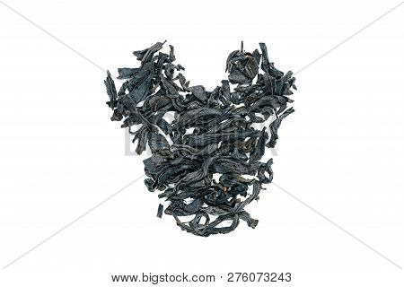 Da Hong Pao Oolong Tea, Heart-shaped, Close Up. Chinese Big Red Robe Oolong Tea Used As Energetic Dr