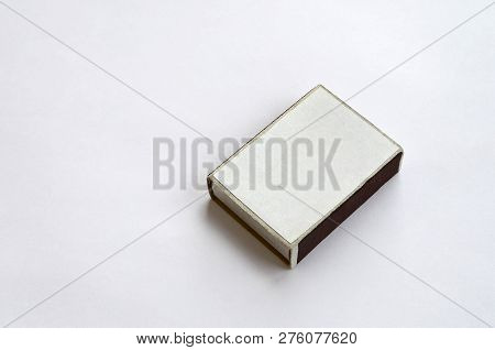 Closed Cardboard Matchbox On White Background Close Up
