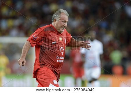 Rio, Brazil - December 27, 2018: Zico Player During A Soccer Game Of The All-stars Game In The Marac