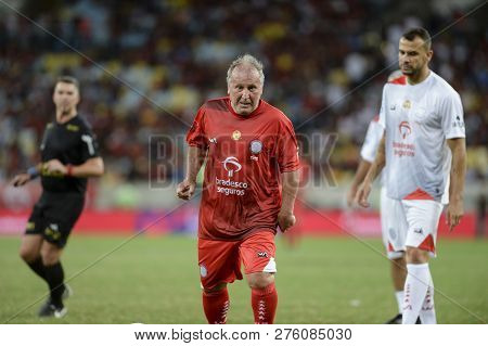 Rio, Brazil - December 27, 2018: Zico Player During A Soccer Game Of The All-stars Game In The Marac
