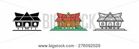Kajang Leko Jambi, Indonesian Traditional House, Vector Illustration Set