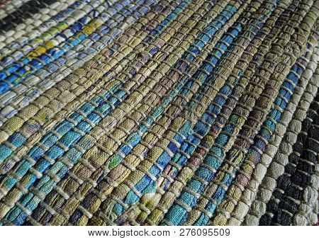 Homespun rug. Hand work. Vintage rug. Doormat.
