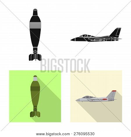 Vector Illustration Of Weapon And Gun Sign. Set Of Weapon And Army Stock Vector Illustration.