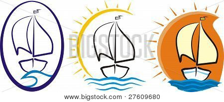 Yacht på havet - silhuet