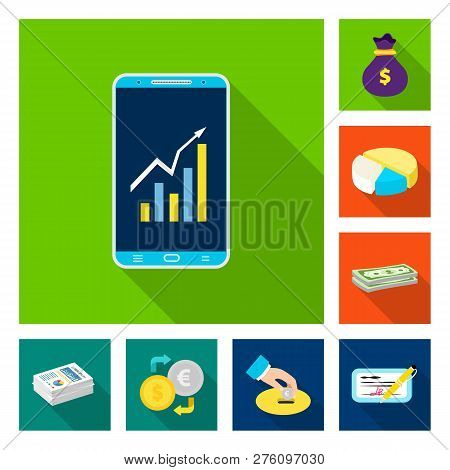 Vector Design Of Bank And Money Icon. Collection Of Bank And Bill Vector Icon For Stock.
