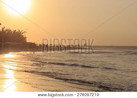 Sunset At The Ocean At Mancora Beach In Peru