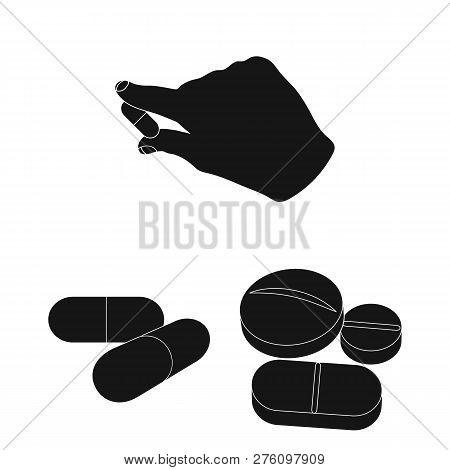 Isolated Object Of Pill And Medicine Icon. Set Of Pill And Vitamin Vector Icon For Stock.
