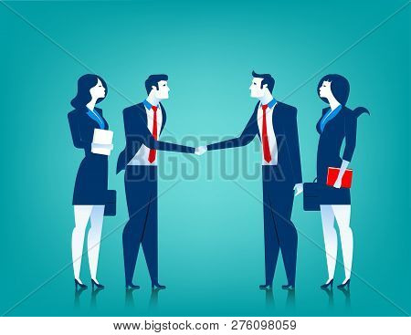 Agreement Cooperation. Business Team Shaking Hands. Concept Business Illustration. Vector  Flat