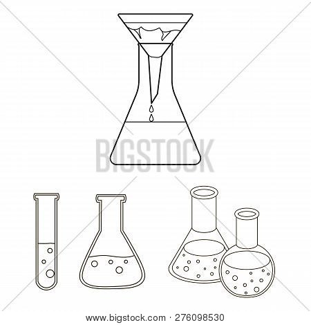 Vector Design Of Flask And Laboratory Symbol. Collection Of Flask And Equipment Vector Icon For Stoc