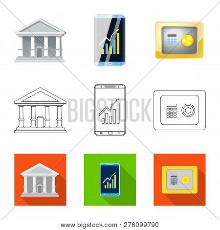 Isolated Object Of Bank And Money Logo. Set Of Bank And Bill Stock Symbol For Web.
