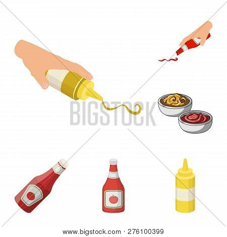 Vector Design Of Sauce And Condiment Sign. Set Of Sauce And Bowl Stock Vector Illustration.