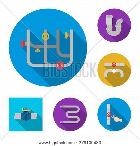 Vector Design Of Pipe And Plumbing Symbol. Set Of Pipe And Metal Vector Icon For Stock.