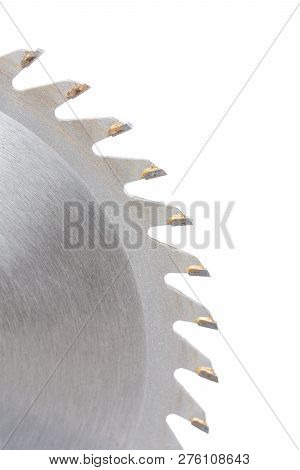 Several Saw Teeth Of Metal Circular Saw Isolated On White Background