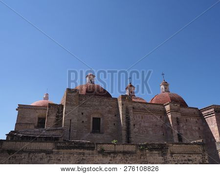 Side Of San Pedro Church In Mitla City Important Archeological Site Of Zapotec Culture In Oaxaca Sta