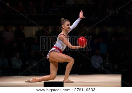 Moscow, Russia - November 16-17, 2018: Dina Averina, Multiple Rhythmic Gymnastics Champion At The 