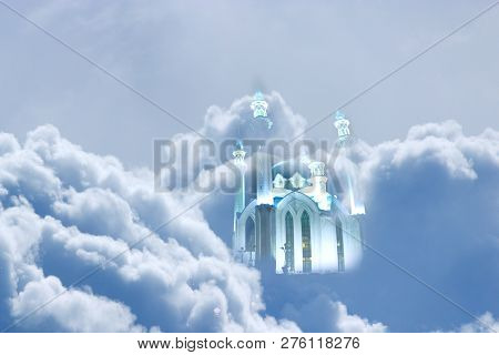 Holy Islamic Mosque In Heaven. Conceptual Image