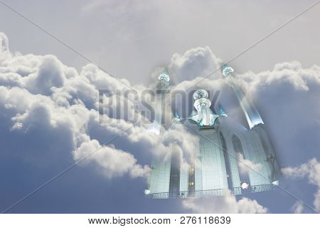 Holy Islamic Mosque In Heaven. Conceptual Image