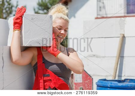 Woman Working With Airbricks
