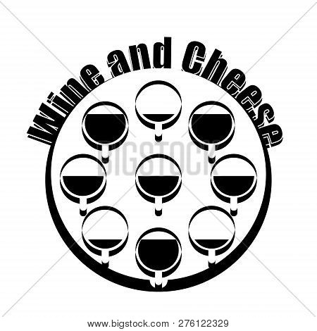 Wine And Cheese Logotype. Black And White Design
