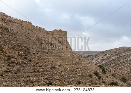 Al Jaya, Jordan, December 06, 2018 : The Remains Of The Medieval Fortress Ash Shubak, Standing On A 