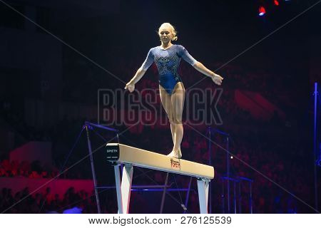 Moscow, Russia - November 16-17, 2018: Daria Spiridonova, Multiple Gymnastics Champion At The 