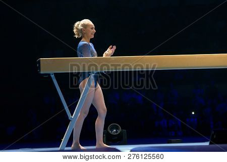 Moscow, Russia - November 16-17, 2018: Daria Spiridonova, Multiple Gymnastics Champion At The 