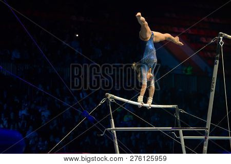 Moscow, Russia - November 16-17, 2018: Daria Spiridonova, Multiple Gymnastics Champion At The 