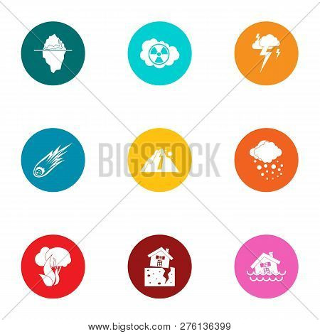 Manmade Danger Icons Set. Flat Set Of 9 Manmade Danger Icons For Web Isolated On White Background