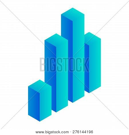 Blue Graph Column Icon. Isometric Of Blue Graph Column Icon For Web Design Isolated On White Backgro