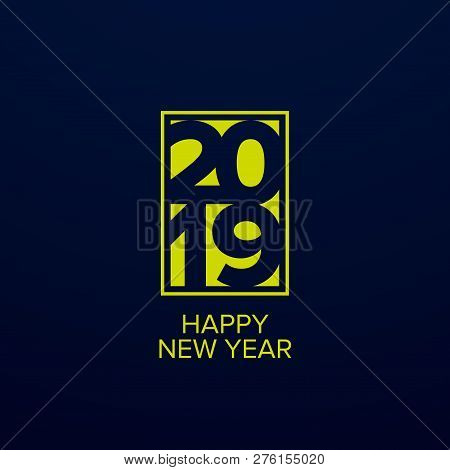 Happy New Year 2019 Text Design. Cover Of Business Diary For 2019 With Wishes. Brochure Design Templ